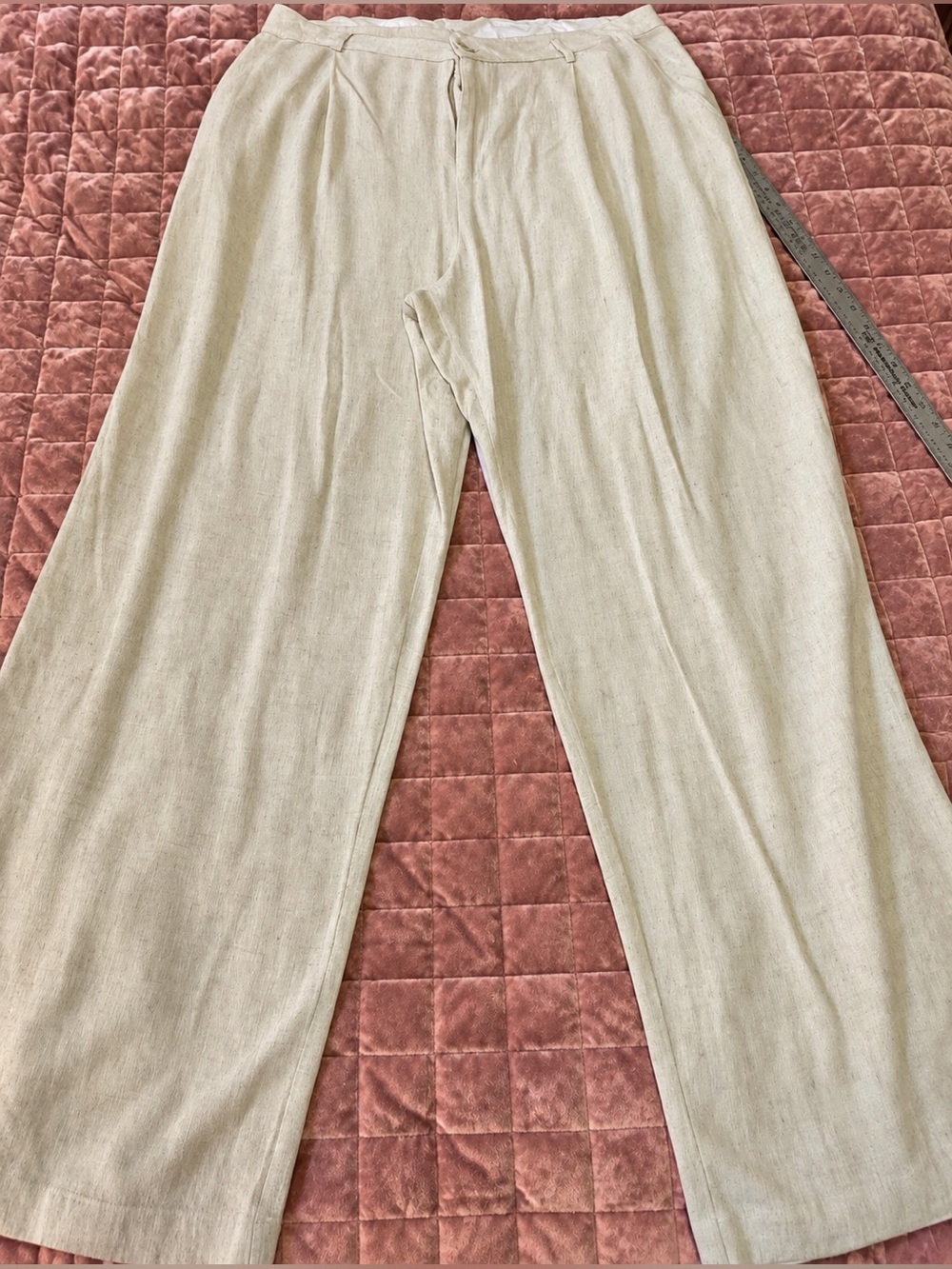 AND NOW THIS Women’s 2X Wide Leg Linen Blend Pants Ivory Natural Boho - Picture 1 of 11